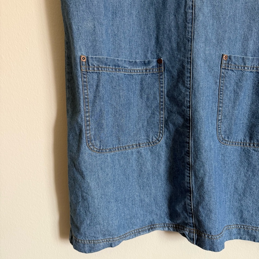 Vintage Y2K Sonoma Light Blue Denim Jumper Dress Button Down Front Pockets Large - Picture 3 of 6
